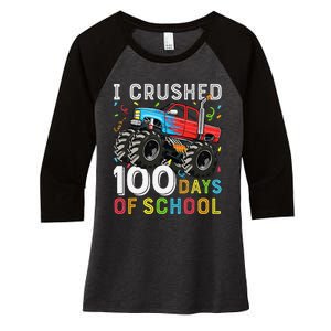 100 Days Of School Monster Truck 100th Day Of School Boy Gift Women's Tri-Blend 3/4-Sleeve Raglan Shirt