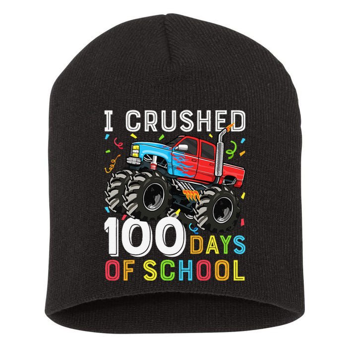 100 Days Of School Monster Truck 100th Day Of School Boy Gift Short Acrylic Beanie