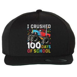 100 Days Of School Monster Truck 100th Day Of School Boy Gift Wool Snapback Cap