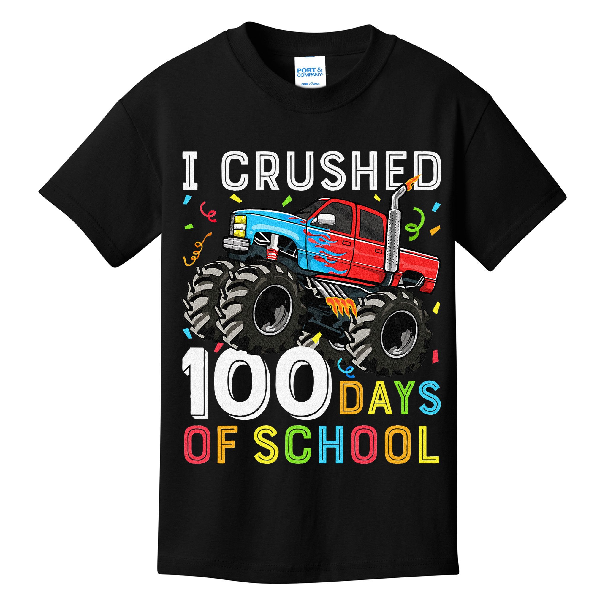 100 Days Of School Monster Truck 100th Day Of School Boy Gift Kids T-Shirt