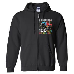 100 Days Of School Monster Truck 100th Day Of School Boy Gift Full Zip Hoodie