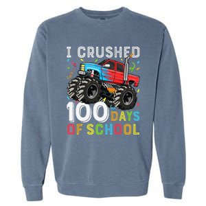 100 Days Of School Monster Truck 100th Day Of School Boy Gift Garment-Dyed Sweatshirt