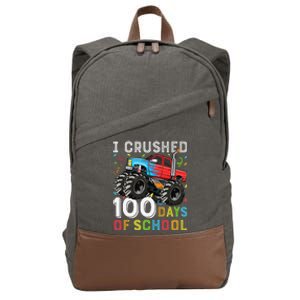 100 Days Of School Monster Truck 100th Day Of School Boy Gift Cotton Canvas Backpack