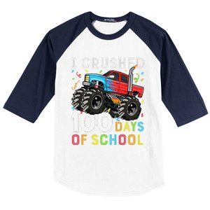 100 Days Of School Monster Truck 100th Day Of School Boy Gift Baseball Sleeve Shirt