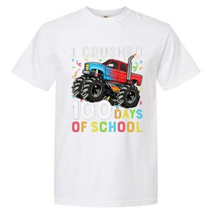 100 Days Of School Monster Truck 100th Day Of School Boy Gift Garment-Dyed Heavyweight T-Shirt