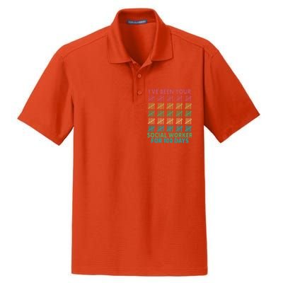 100 Days Of School School Social Worker For 100 Days Gift Dry Zone Grid Polo