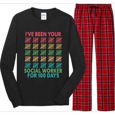 100 Days Of School School Social Worker For 100 Days Gift Long Sleeve Pajama Set