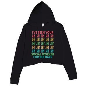 100 Days Of School School Social Worker For 100 Days Gift Crop Fleece Hoodie