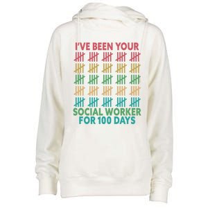 100 Days Of School School Social Worker For 100 Days Gift Womens Funnel Neck Pullover Hood