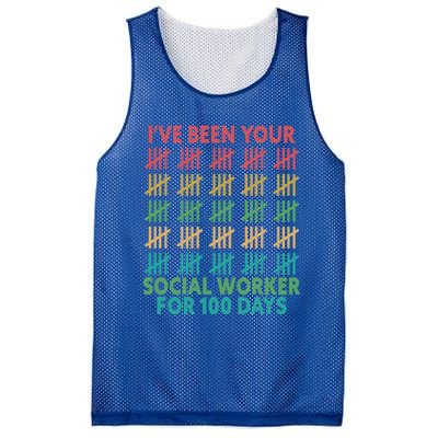 100 Days Of School School Social Worker For 100 Days Gift Mesh Reversible Basketball Jersey Tank