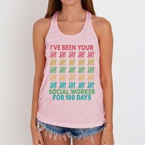 100 Days Of School School Social Worker For 100 Days Gift Women's Knotted Racerback Tank