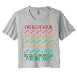 100 Days Of School School Social Worker For 100 Days Gift Women's Crop Top Tee