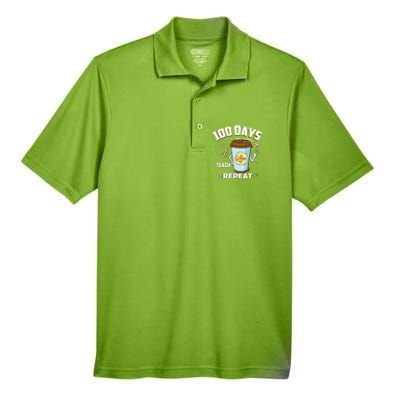 100 Days Of Coffee Teach Repeat Fan Gift Men's Origin Performance Pique Polo