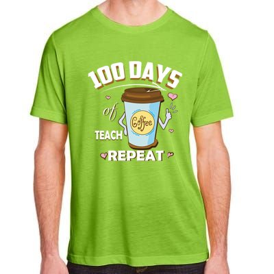 100 Days Of Coffee Teach Repeat Fan Gift Adult ChromaSoft Performance T-Shirt