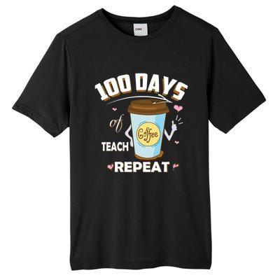 100 Days Of Coffee Teach Repeat Fan Gift Tall Fusion ChromaSoft Performance T-Shirt