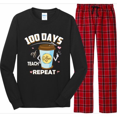 100 Days Of Coffee Teach Repeat Fan Gift Long Sleeve Pajama Set