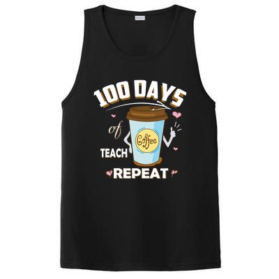 100 Days Of Coffee Teach Repeat Fan Gift PosiCharge Competitor Tank