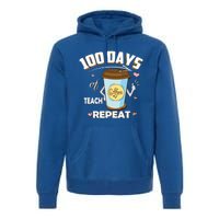 100 Days Of Coffee Teach Repeat Fan Gift Premium Hoodie