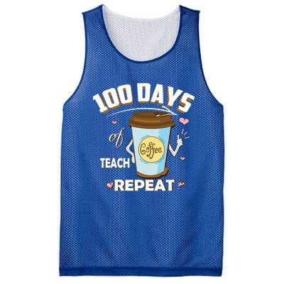 100 Days Of Coffee Teach Repeat Fan Gift Mesh Reversible Basketball Jersey Tank