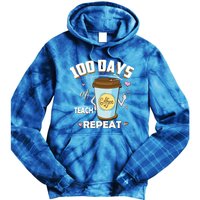 100 Days Of Coffee Teach Repeat Fan Gift Tie Dye Hoodie