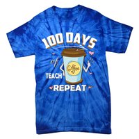 100 Days Of Coffee Teach Repeat Fan Gift Tie-Dye T-Shirt