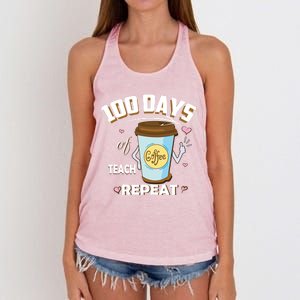 100 Days Of Coffee Teach Repeat Fan Gift Women's Knotted Racerback Tank