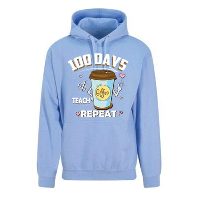 100 Days Of Coffee Teach Repeat Fan Gift Unisex Surf Hoodie