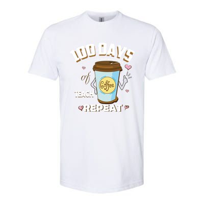 100 Days Of Coffee Teach Repeat Fan Gift Softstyle CVC T-Shirt