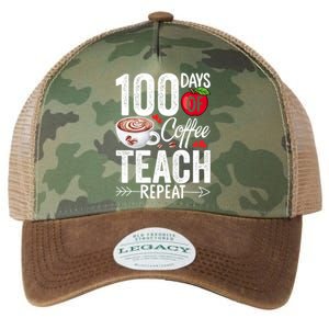 100th Day Of Coffee Teach Repeat Teacher 100 Days Of School Gift Legacy Tie Dye Trucker Hat