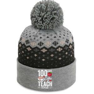 100th Day Of Coffee Teach Repeat Teacher 100 Days Of School Gift The Baniff Cuffed Pom Beanie