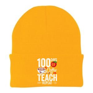 100th Day Of Coffee Teach Repeat Teacher 100 Days Of School Gift Knit Cap Winter Beanie