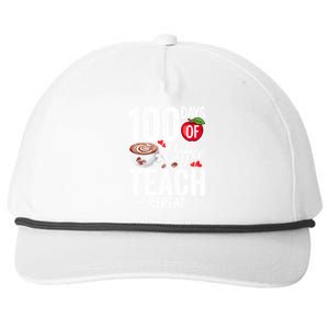 100th Day Of Coffee Teach Repeat Teacher 100 Days Of School Gift Snapback Five-Panel Rope Hat