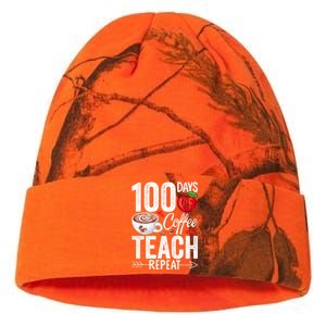 100th Day Of Coffee Teach Repeat Teacher 100 Days Of School Gift Kati Licensed 12" Camo Beanie