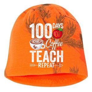 100th Day Of Coffee Teach Repeat Teacher 100 Days Of School Gift Kati - Camo Knit Beanie