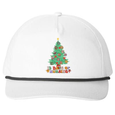 12 Days Of Nursing Christmas Tree Lights Nurse Scrubs Gift Snapback Five-Panel Rope Hat