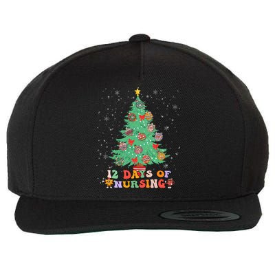 12 Days Of Nursing Christmas Tree Lights Nurse Scrubs Gift Wool Snapback Cap