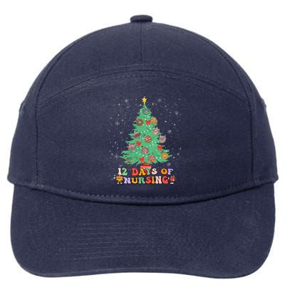 12 Days Of Nursing Christmas Tree Lights Nurse Scrubs Gift 7-Panel Snapback Hat