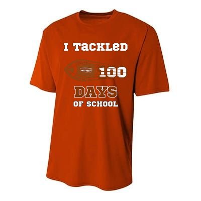 100 Days Of School Football I Tackled 100 Days Of School Performance Sprint T-Shirt