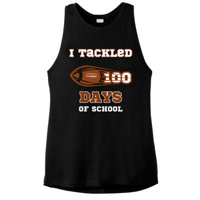 100 Days Of School Football I Tackled 100 Days Of School Ladies PosiCharge Tri-Blend Wicking Tank