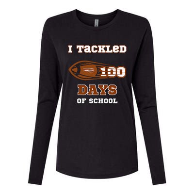 100 Days Of School Football I Tackled 100 Days Of School Womens Cotton Relaxed Long Sleeve T-Shirt