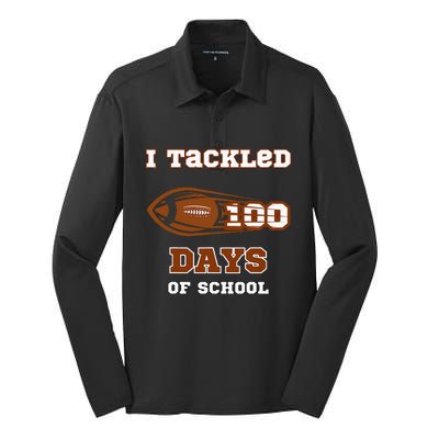 100 Days Of School Football I Tackled 100 Days Of School Silk Touch Performance Long Sleeve Polo