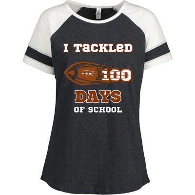 100 Days Of School Football I Tackled 100 Days Of School Enza Ladies Jersey Colorblock Tee