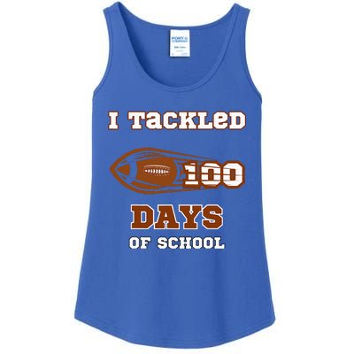 100 Days Of School Football I Tackled 100 Days Of School Ladies Essential Tank