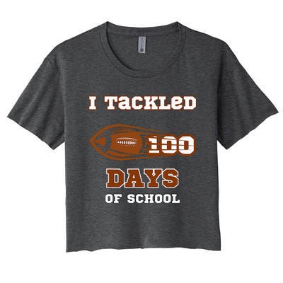 100 Days Of School Football I Tackled 100 Days Of School Women's Crop Top Tee