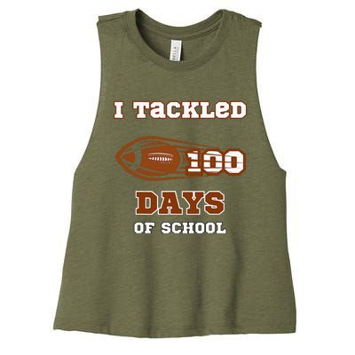 100 Days Of School Football I Tackled 100 Days Of School Women's Racerback Cropped Tank