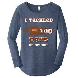 100 Days Of School Football I Tackled 100 Days Of School Women's Perfect Tri Tunic Long Sleeve Shirt