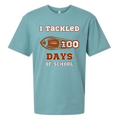 100 Days Of School Football I Tackled 100 Days Of School Sueded Cloud Jersey T-Shirt