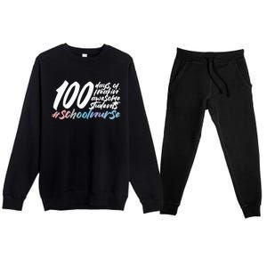 100 Days Of School Cute School Nurse Gift Premium Crewneck Sweatsuit Set