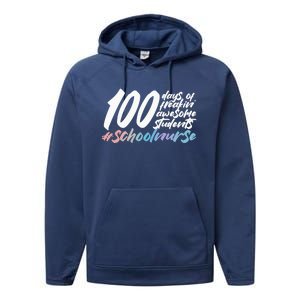 100 Days Of School Cute School Nurse Gift Performance Fleece Hoodie