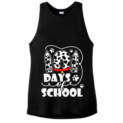 101 days of school dalmatian dog 100 days smarter teachers Ladies PosiCharge Tri-Blend Wicking Tank